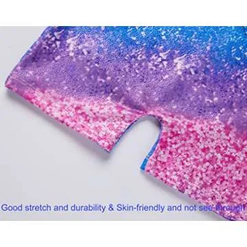 Domusgo Girls Gymnastics Leotards Size 5-6 Years Old Sparkly Gradient Stripe Unitards with Shorts