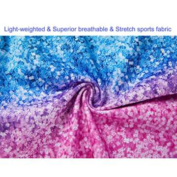 Domusgo Girls Gymnastics Leotards Size 5-6 Years Old Sparkly Gradient Stripe Unitards with Shorts