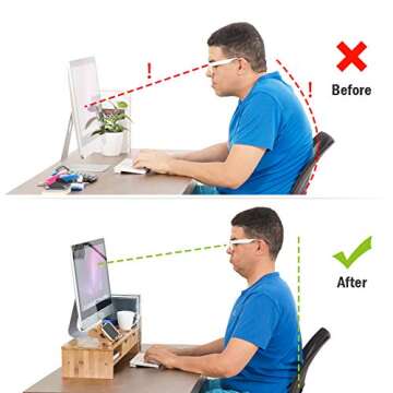 Tribesigns Bamboo Monitor Stand Riser with Drawers