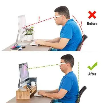 Tribesigns Bamboo Monitor Stand Riser with Drawers