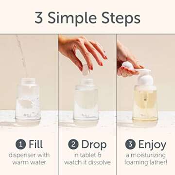 Tirtyl Hand Soap Duo Kit - 2 Glass Foaming Dispensers + Storage Tin + 6 Tablet Refills (48 fl oz total - 6x 8 fl oz) - NEW Formula - Compostable Packaging - Variety Fragrances