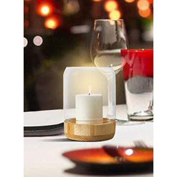 Elegant Large Glass Candle Holder with Wood Base
