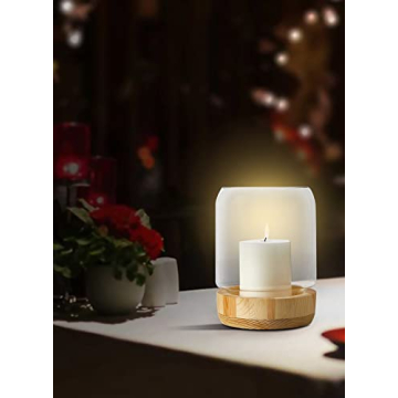 Elegant Large Glass Candle Holder with Wood Base