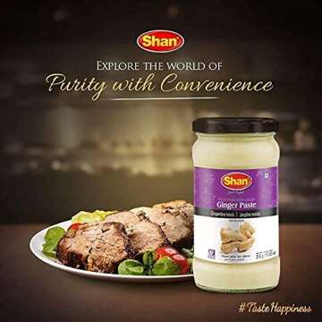 Shan Ginger Paste 10.93 oz (310g) - Traditional Taste Enhancing Cooking Paste from Fresh Ground Ginger - Suitable for Vegetarians - Airtight Glass Jar