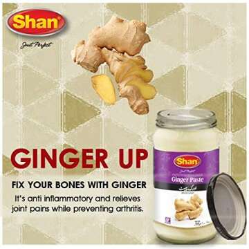 Shan Ginger Paste 10.93 oz (310g) - Traditional Taste Enhancing Cooking Paste from Fresh Ground Ginger - Suitable for Vegetarians - Airtight Glass Jar