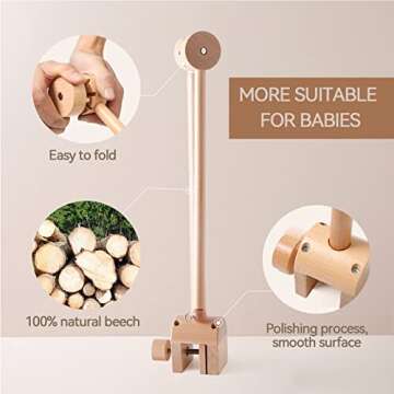 Baby Crib Mobile Arm - Wooden Baby Mobile Crib Holder Height Adjustable for Hanging Baby Crib Attachment for Nursery Decor