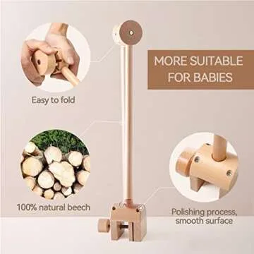 Baby Crib Mobile Arm - Wooden Baby Mobile Crib Holder Height Adjustable for Hanging Baby Crib Attachment for Nursery Decor