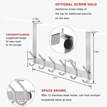 YUMORE Heavy Duty Over The Door Hooks for Efficient Storage