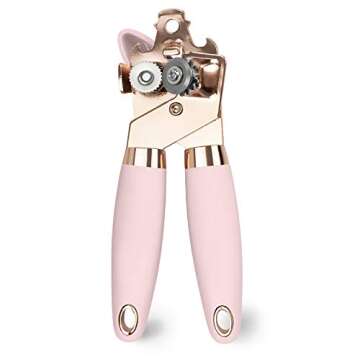 Cook With Color Manual Can Opener - Stainless Steel Can Opener with Soft Grip Handles (Rose Gold and Pink)