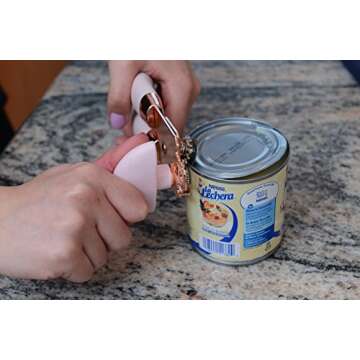 Cook With Color Manual Can Opener - Stainless Steel Can Opener with Soft Grip Handles (Rose Gold and Pink)