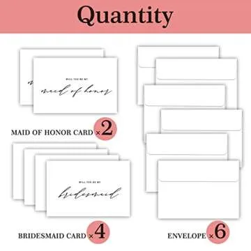 GYYsweetus 6 Packs Will You Be My Bridesmaid Card Set, Set of 6 Bridesmaid Proposal Cards, 4 Bridesm...