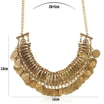 LUREME Vintage Engraved Coin Bib Statement Necklace Clavicle Necklace (01003295) (Antique Silver)