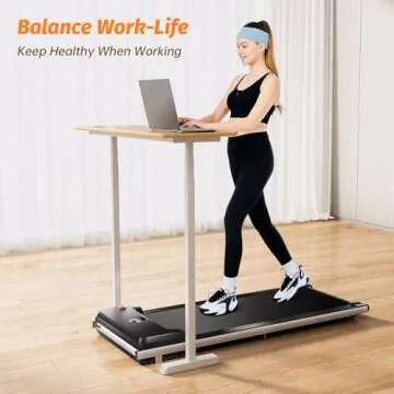 RHYTHM FUN Under Desk Treadmill, 2 in 1 Walking Pad Treadmill for Home, Portable Treadmill with Width Belt, Walking Treadmill with 265LBS Capacity