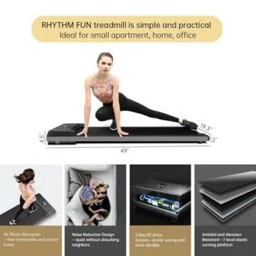RHYTHM FUN Under Desk Treadmill, 2 in 1 Walking Pad Treadmill for Home, Portable Treadmill with Width Belt, Walking Treadmill with 265LBS Capacity