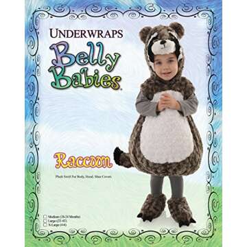 Underwraps Toddler's Raccoon Belly Babies Costume, Multi, Large (2-4T)