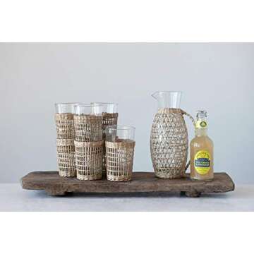 Stylish 64 oz Glass Seagrass Weave Jacket Pitcher