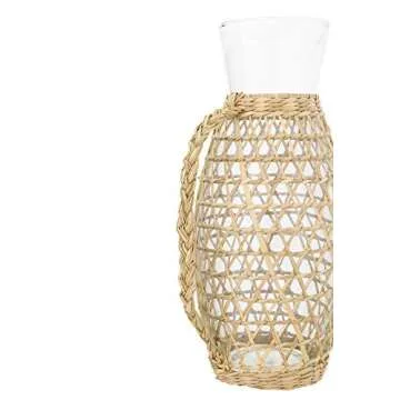 Stylish 64 oz Glass Seagrass Weave Jacket Pitcher