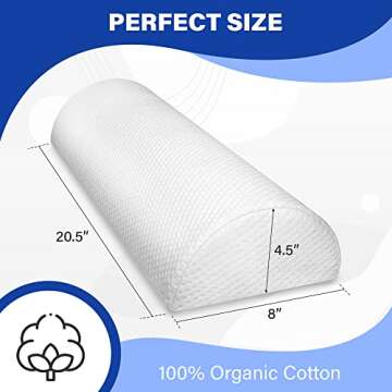 Back Pain Relief Memory Foam Pillow - Half Moon Bolster Knee Pillow for Side, Back, Stomach Sleepers...