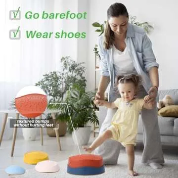 Balance Stepping Stones for Kids - romrex 5pcs Vibrant and Nature-Themed Balance Stones to Encourage Toddler Balance & Gross Motor Skills with Rubber Bottom and Embossed Surface