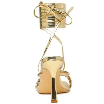 Mostrin Gold Strappy Heels for Women Stylish Comfort