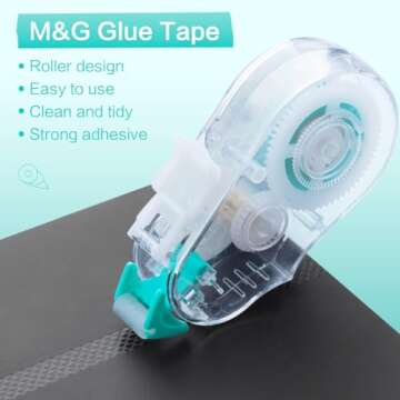 M&G 6 Pack Double Sided Tape Roller Set, Glue Tape with Roller Scrapbook Tape Supplies, Double-Sided Adhesive Tape Runner for Craft School Scrapbooking Home Office (0.24 Inchx 26.25 FT)