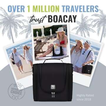 BOACAY Extra Large Hanging Travel Toiletry Bag for Women and Men, Makeup Bag, Bathroom & Shower Organizer Kit for Accessories, Cosmetics, Essentials