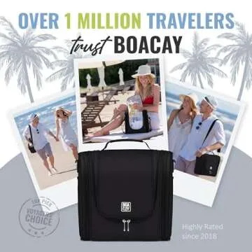 BOACAY Extra Large Hanging Travel Toiletry Bag for Women and Men, Makeup Bag, Bathroom & Shower Organizer Kit for Accessories, Cosmetics, Essentials