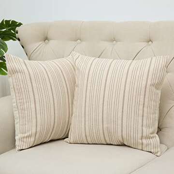 Kiuree Farmhouse Throw Pillow Covers in Khaki and Beige