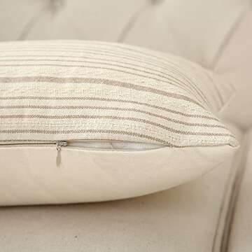 Kiuree Farmhouse Throw Pillow Covers in Khaki and Beige
