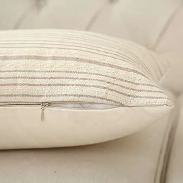 Kiuree Farmhouse Throw Pillow Covers in Khaki and Beige