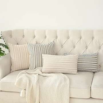 Kiuree Farmhouse Throw Pillow Covers in Khaki and Beige