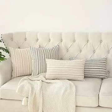 Kiuree Farmhouse Throw Pillow Covers in Khaki and Beige