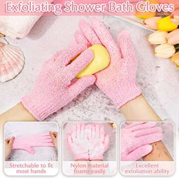 Anezus Exfoliating Shower Bath Gloves Back Scrubber Set
