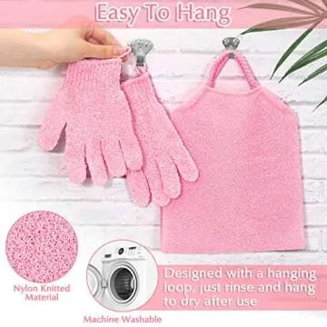 Anezus Exfoliating Shower Bath Gloves Back Scrubber Set