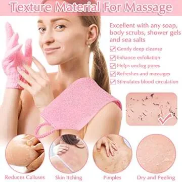 Anezus Exfoliating Shower Bath Gloves Back Scrubber Set