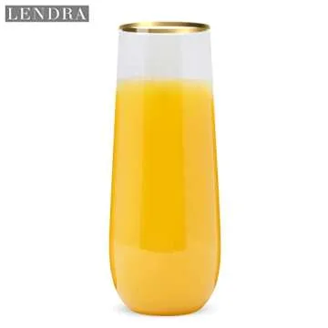 30 Elegant Disposable Plastic Champagne Flutes with Gold Rim