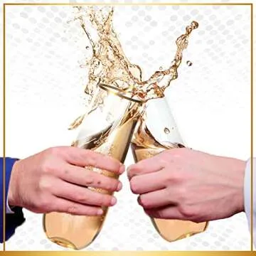 30 Elegant Disposable Plastic Champagne Flutes with Gold Rim
