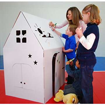 Easy Playhouse - Kids Art and Craft for Indoor and Outdoor Fun, Color, Draw, Doodle on this Blank Ca...