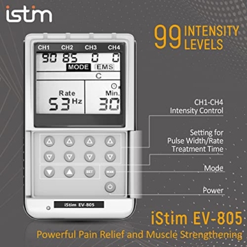 iSTIM EV-805 Rechargeable TENS EMS Combo for Pain Relief