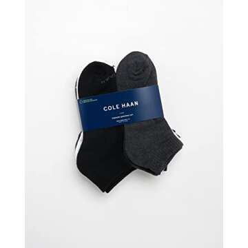 Cole Haan Men's Athletic Socks - Performance Cushion Quarter Cut Ankle Socks (6 Pack), Size 7-12, Assorted