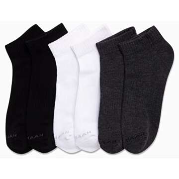 Cole Haan Men's Athletic Socks - Performance Cushion Quarter Cut Ankle Socks (6 Pack), Size 7-12, Assorted