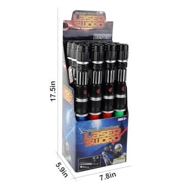 12 Pack LED Light Up Sabers - Motion-Sensitive Fun