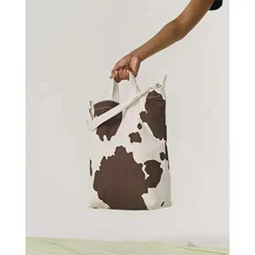 BAGGU Duck Bag Canvas Tote, Essential Everyday Tote, Spacious and Roomy, Brown Cow