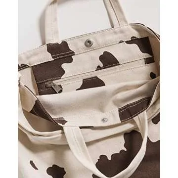 BAGGU Duck Bag Canvas Tote, Essential Everyday Tote, Spacious and Roomy, Brown Cow