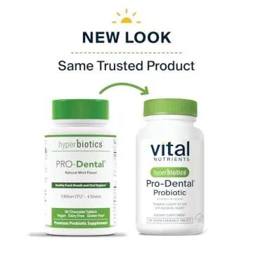 Hyperbiotics Vital Nutrients Pro Dental Probiotic | Clinically Studied BLIS K12 and M18 | Oral Probiotics for Bad Breath Treatment for Adults | Oral Health for Teeth and Gums | 90 Mint Tablets