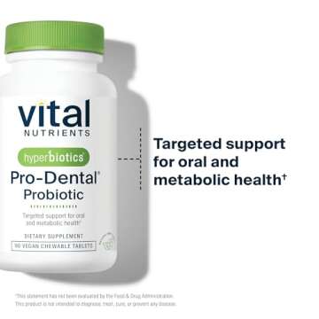 Hyperbiotics Vital Nutrients Pro Dental Probiotic | Clinically Studied BLIS K12 and M18 | Oral Probiotics for Bad Breath Treatment for Adults | Oral Health for Teeth and Gums | 90 Mint Tablets