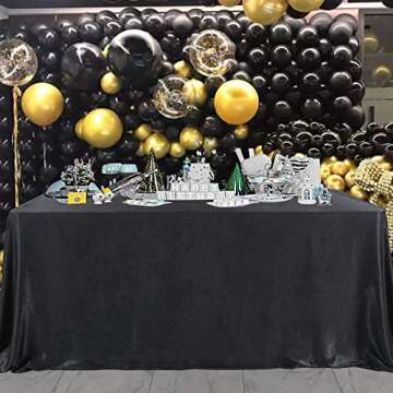 Outpain Black Velvet Rectangle Tablecloth-90*132 Inch-Wrinkle Free Rectangular Table Cloth for 6FT Table, Great for Parties, Holiday Dinner, Wedding, Buffet Table