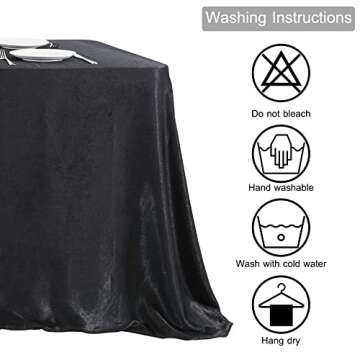 Outpain Black Velvet Rectangle Tablecloth-90*132 Inch-Wrinkle Free Rectangular Table Cloth for 6FT Table, Great for Parties, Holiday Dinner, Wedding, Buffet Table
