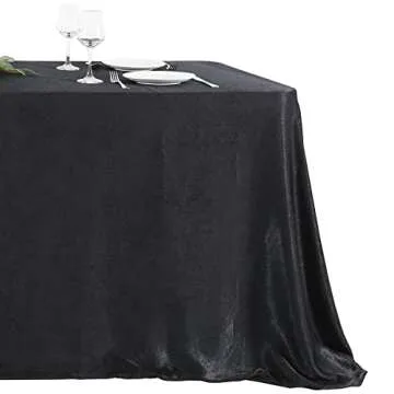 Outpain Black Velvet Rectangle Tablecloth-90*132 Inch-Wrinkle Free Rectangular Table Cloth for 6FT Table, Great for Parties, Holiday Dinner, Wedding, Buffet Table