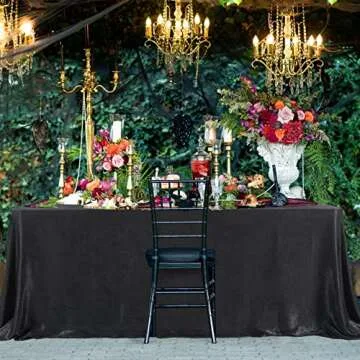 Outpain Black Velvet Rectangle Tablecloth-90*132 Inch-Wrinkle Free Rectangular Table Cloth for 6FT Table, Great for Parties, Holiday Dinner, Wedding, Buffet Table